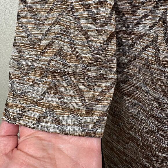 NEW Chicos Collection Cardigan Jacket Chevron Shimmer Neutral Tans Chicos 2 US L - Picture 10 of 15